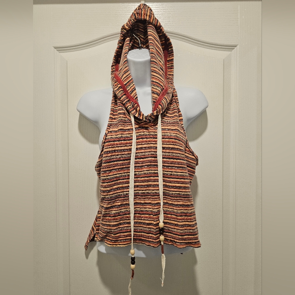 Free People "We The Free On Fire" striped sleeveless hooded tank top XS